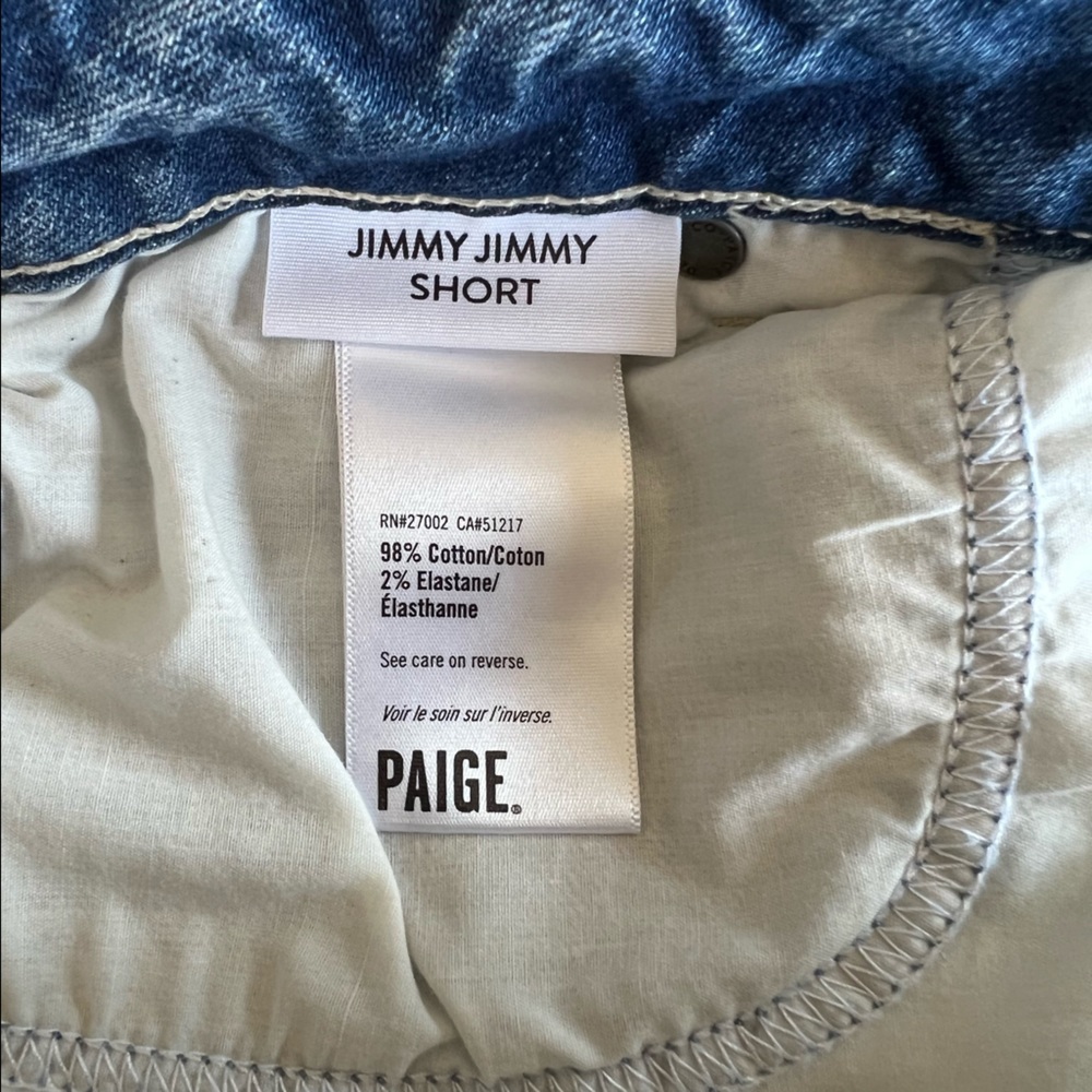PAIGE Vintage Jimmy Jimmy Cutoff High‎ Waisted Denim Shorts, Size 28 - Picture 6 of 7